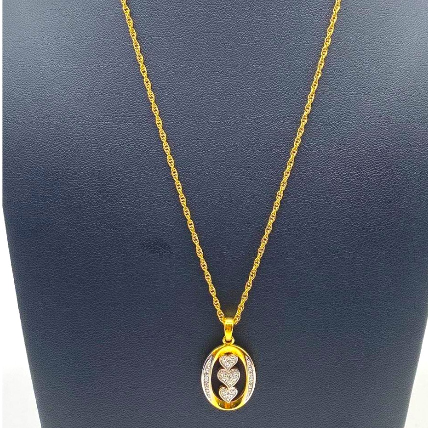 Danbury Mint Gold 3 Heart I Love You Diamond Necklace 48$